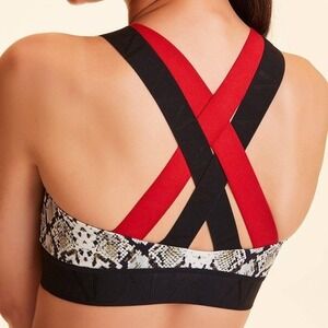 ALALA Snake Print Sports Bra Red Black Straps Athletic Top Size L Revolve active